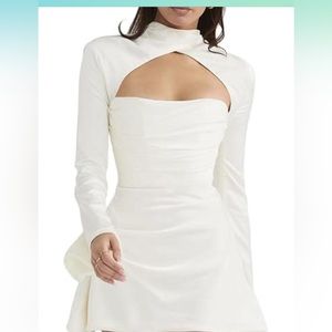 White Low Cut Swing Mini Dress